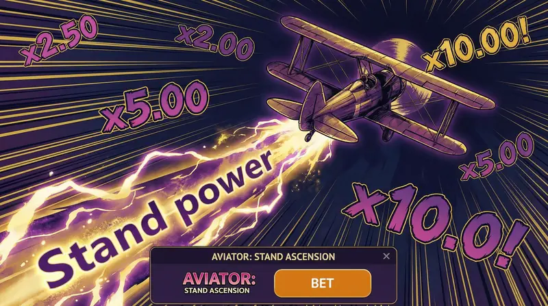 Aviator - Avião ascendendo com multiplicadores e efeitos de poder Stand